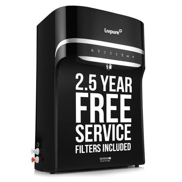Livpure Sereno-SS Water Purifier | RO+UV+UF+Copper+Mineral | 2.5 Year No Service Cost- Filters Included | 5.5 L Stainless Steel Tank