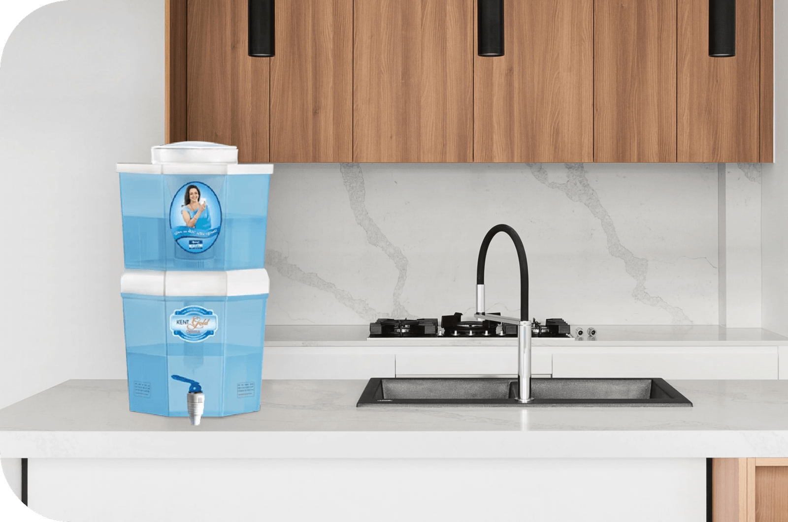 KENT GOLD (11014) 20 L Gravity Based + UF Water Purifier (White & Blue)